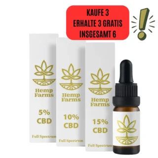 CBD Tropfen Hemp Farms Combo 5%+10%+15% 30ml. Full Spectrum