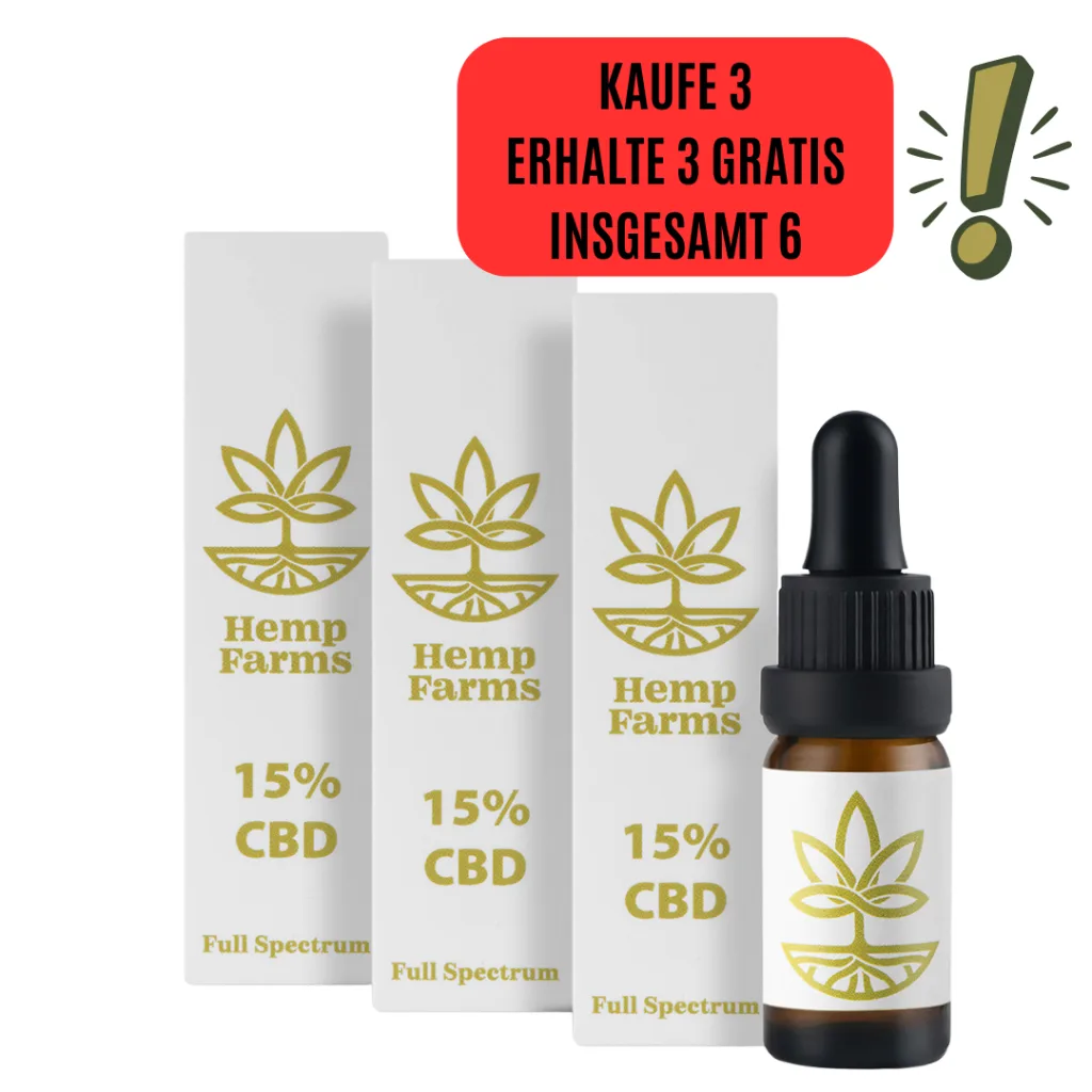 CBD Tropfen Hemp Farms Combo 15%+15%+15% 30ml. Full Spectrum