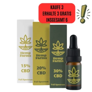 CBD Tropfen Hemp Farms Combo 15%+20%+30% 30ml. Full Spectrum