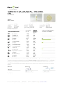 Analysezertifikat (COA) des Labors PharmaHemp für Hemp Farms 5% CBD Tropfen